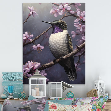 Purple Bird On Tree Branch - Bird Wall Decor